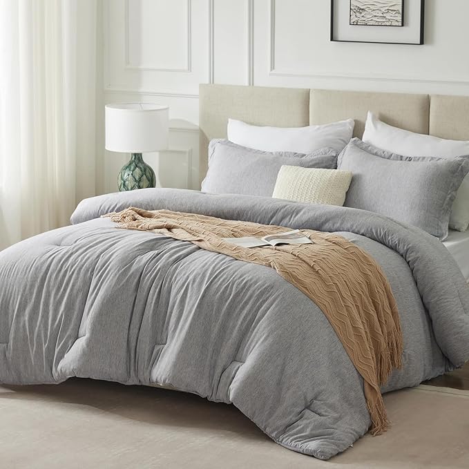 CozyLux Twin/Twin XL Comforter Set Dorm Bedding - 2 Pieces Greyish Green Twin Extra Long Soft Luxury Cationic Dyeing Comforter for College, Breathable Boho Bed Sets with 1 Comforter and 1 Pillow Sham - LeafyLoom
