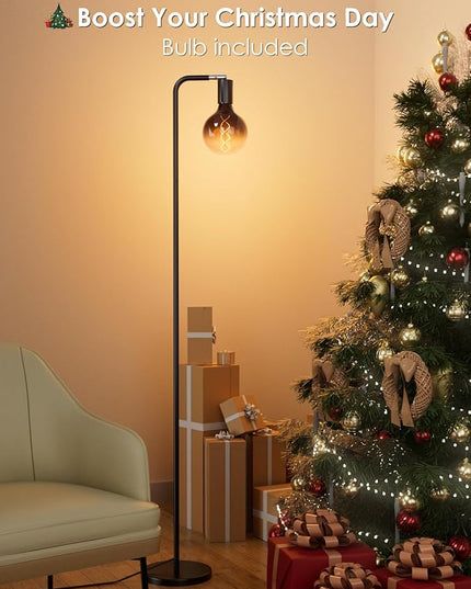 Modern Floor Lamps with Light Bulb, Industrial Floor Lamp for Living Room 5" Light Bulb 69" Tall Bright Warm White Standing Lamp, E26 Socket, On/Off Foot Switch for Office Bedroom - LeafyLoom