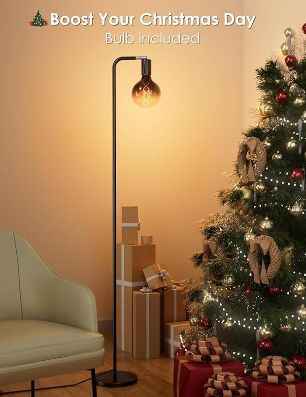 Modern Floor Lamps with Light Bulb, Industrial Floor Lamp for Living Room 5" Light Bulb 69" Tall Bright Warm White Standing Lamp, E26 Socket, On/Off Foot Switch for Office Bedroom - LeafyLoom