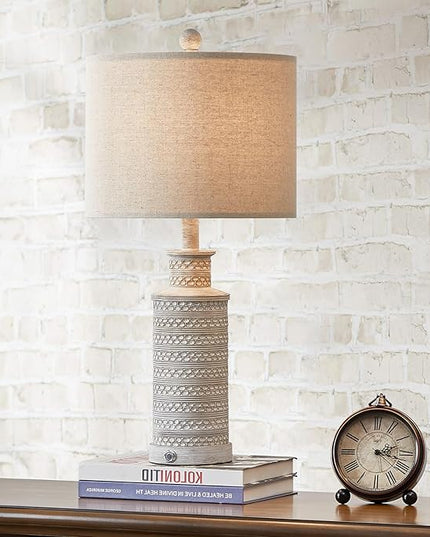BOBOMOMO USB A+C 3-Way Dimmable Touch Control Table Lamp Set of 1 Vintage Rustic Farmhouse Traditional Nightstand Bedside Lamps(1 Bulb Included) - LeafyLoom