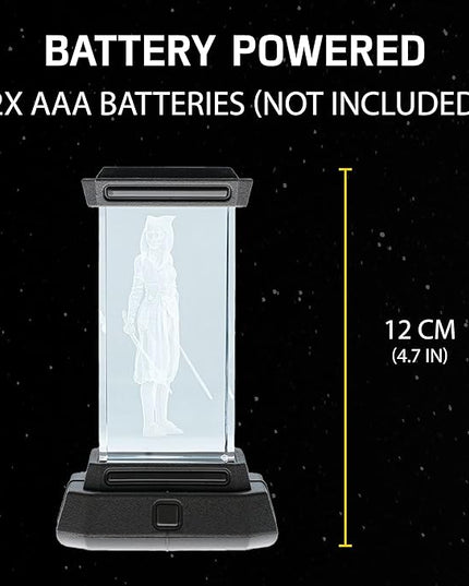 Paladone Ahsoka Tano Holographic Light, 3D Laser-Etched Crystal Model of Ahsoka Tano from The Mandalorian, 12cm (4.7") Tall Star Wars Lighting - LeafyLoom