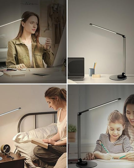 LED Desk Lamp for Home Office, Bright Desk Light Reading Table Lamps Eye-Care Touch Control with USB Charging Port, 3 Color Temperatures, 6 Brightness lighting for Desktop Study - LeafyLoom
