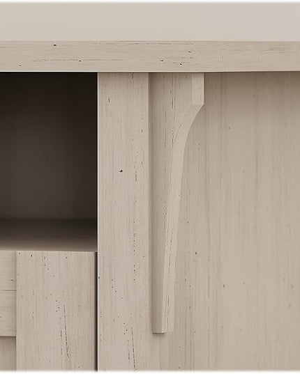 Bush Furniture Salinas 55 Inch W Corner Desk with Storage Cabinet, Antique White (SAD155AW-03) - LeafyLoom