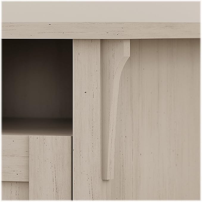 Bush Furniture Salinas 55 Inch W Corner Desk with Storage Cabinet, Antique White (SAD155AW-03) - LeafyLoom