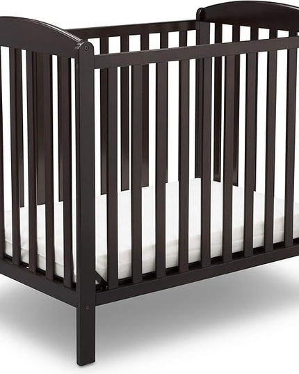 Delta Children Emery Mini Convertible Baby Crib & Twinkle Stars 3-Inch Waterproof Mini Crib Mattress, Dark Chocolate - LeafyLoom