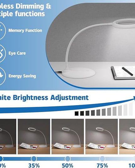 Magnifying Glass with Light and Stand, 5X Magnifying Lamp,Hands Free Desk Magnifying Glass,Desk Magnifiers with Light for Senior, Low Vision, Hobbies, Crafts - LeafyLoom