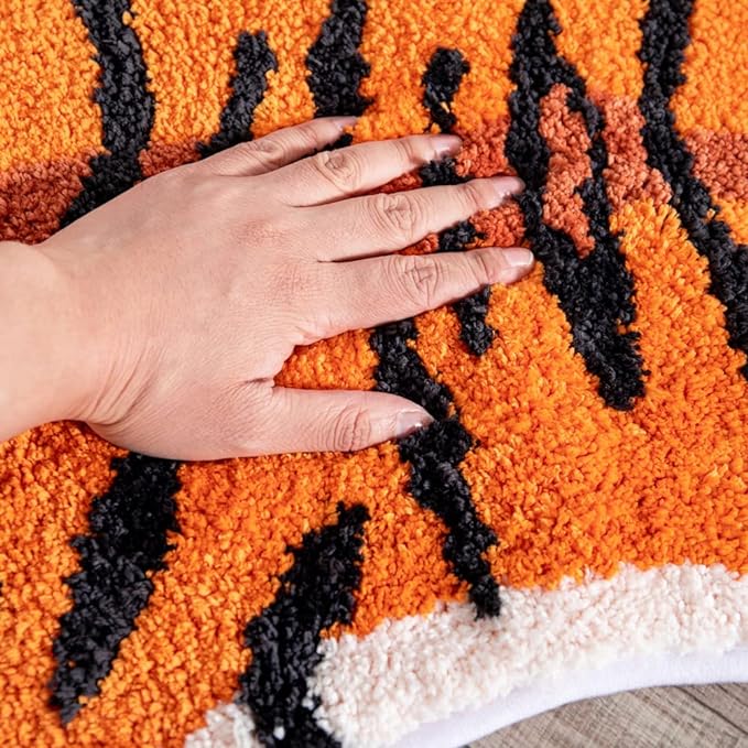 Tiger Shaped Rug Animals Bath Mat Non-Slip, Door Mat for Bedroom Kitchen Cartoon Area Rug for Bathroom Tub Soft Bathmat - LeafyLoom