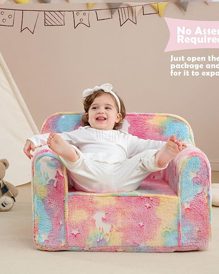 Comfy Toddler Chair Kids Chair,Toddler Foam Chair,Kids Armchair Toddler Couch Baby Kids Sofa Reading Chair with Glow in The Dark(Glow Pink) - LeafyLoom