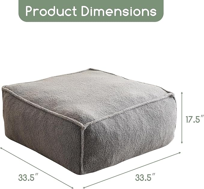 HIGOGOGO Modular Sectional Bean Bag Sofa Chair, Bean Bag Couch with Foam Chunk Filling, Removable & Washable Sherpa Cover, Floor Sofa for Family Living Room Bedroom, Type O - LeafyLoom