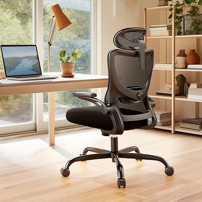 Marsail Ergonomic Office Chair: Office Computer Desk Chair with High Back Mesh and Adjustable Lumbar Support Rolling Work Swivel Task Chairs with Wheel 3D Armrests and Headrest - LeafyLoom