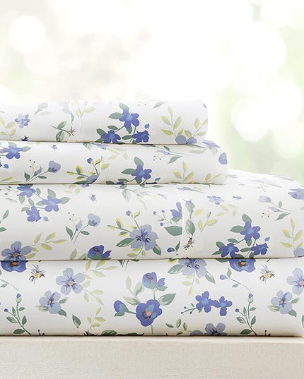 Linen Market 4 Piece Queen Sheet Set (Light Blue Floral) - Sleep Better Than Ever with These Ultra-Soft & Cooling Bed Sheets for Your Queen Size Bed - Deep Pocket Fits 16" Mattress - LeafyLoom