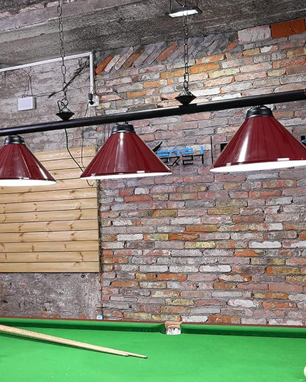 Wellmet Pool Table Lights for 8'/9' Table with 3 Metal Shades, Billiard Lamp for Man Cave, Game Room, Kitchen Island Light for Restaurant Or Dining Room (Burgundy, 59 inch-3 Lights) - LeafyLoom
