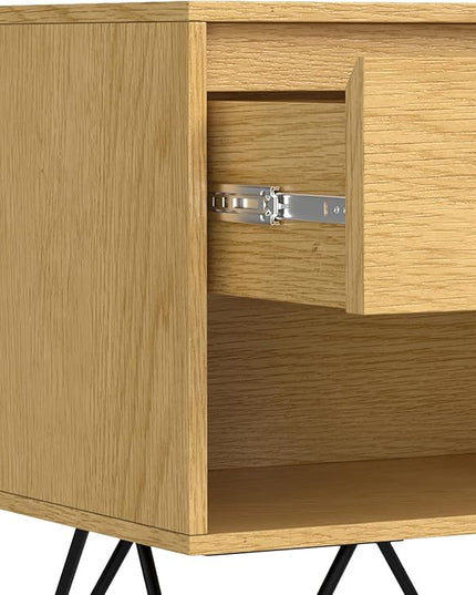 SIMPLIHOME Hunter Nightstand, 20 inch, Oak - LeafyLoom