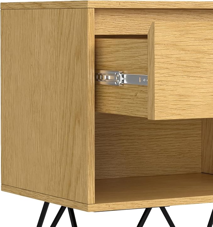 SIMPLIHOME Hunter Nightstand, 20 inch, Oak - LeafyLoom