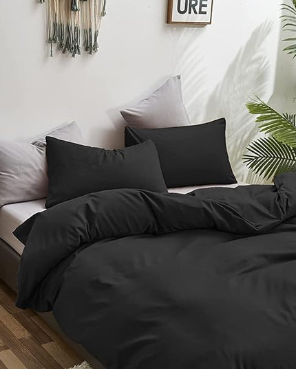 Black Comforter King Plain Black Bedding Set Pure Black Bedding Soft Durable Comforter Set Men Lightweight Solid Black Blanket Women Breathable True Black Bed Comforter Set - LeafyLoom