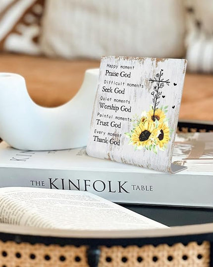 Christian Office Decor for Women Religious Gifts christian office supplies Faith Christian Gifts Prayer Room Decor for Office Desk Scripture Inspirational Home Decor XUV01 - LeafyLoom