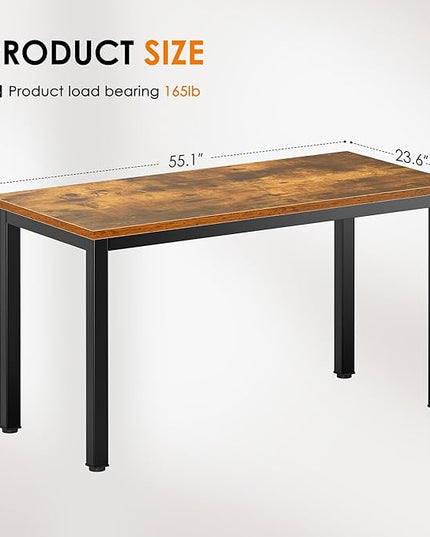 DlandHome 55 inches Computer Desk, Office Desk Computer Table Study Writing Desk Workstation for Home Office, Retro - LeafyLoom