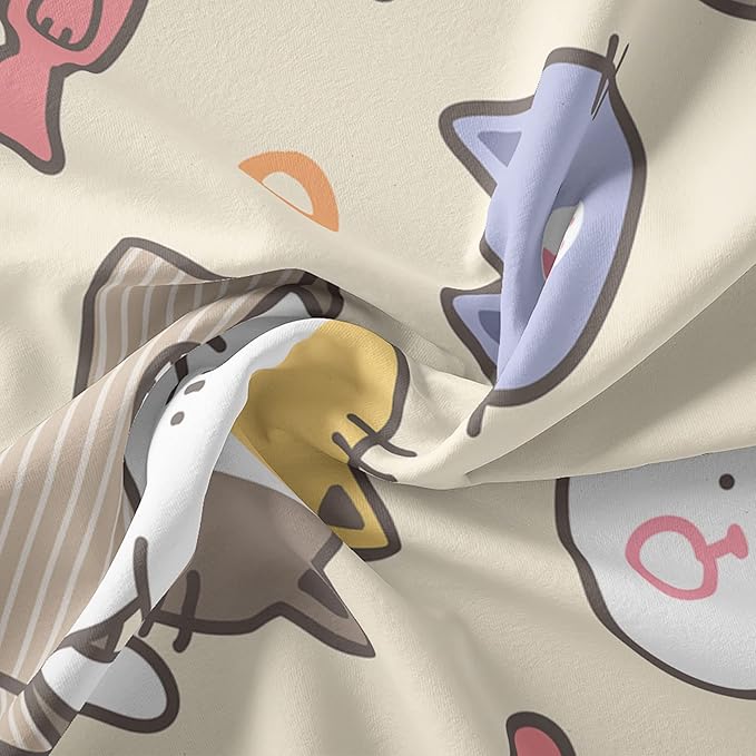 Kawaii Cat Comforter King,Kawaii Animals Comforter Set for Kids Teens Girls,3Pcs Bedding Set Printed Comforter with 2 Pillowcases,Down Alternative,Soft and Lightweight，King Size - LeafyLoom