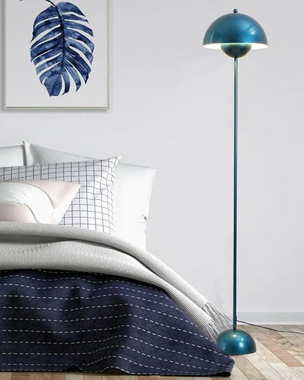 COSYLUX Modern Floor Lamp for Living Room, Industrial Tall Standing Lamp for Bedroom, Metal Shade Reflecting Light reading Floor Lamp for Office, Nursery Room, Corner(Pearl Gentian Blue) - LeafyLoom
