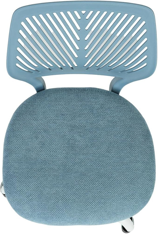 FurnitureR Writing Task Chair for Teens Boys Girls 360 Rolling Wheels Fabric Soft Pad Seat Breathable Backrest, Height Adjustable Liftup 29.5"-34.3",Blue Fabric - LeafyLoom