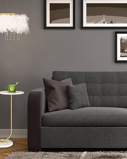Unique Led White Feather Floor Lamp with Tray,Ostrich Feather Stand Lamp,Living Room Bedroom Office Shop Window Decoration Lamp,Foot Switch and Brass/Gold Finish Arc Floor Lamp - LeafyLoom