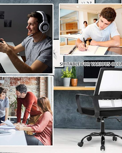 Home Office Chair Ergonomic Desk Chair Swivel Rolling Computer Chair Executive Lumbar Support Task Mesh Chair Adjustable Stool for Women Men (White) - LeafyLoom