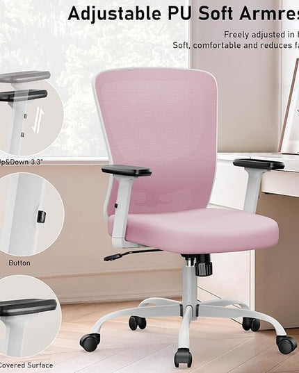 Office Chair, Ergonomic Desk Chair with Adjustable High Back, Breathable Mesh Computer Chair with Adjustable Armrests, Rolling Swivel Comfy Task Chairs, Executive Chair for Home Office - LeafyLoom