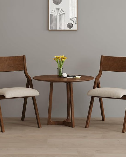 Ball & Cast Padded Folding Chairs 2 Pack,Solid Wood Frame,18" Seat Height,Space Saving,Easy to CarrySuitable for dining room, bedroom and outdoor, Walnut - LeafyLoom