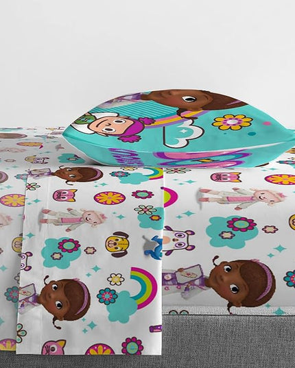 Jay Franco Disney Junior Doc McStuffins Hospital 5 Piece Twin Bed Set - includes Reversible Comforter & Sheet Set - Super Soft Fade Resistant Microfiber (Official Disney Junior Product) - LeafyLoom