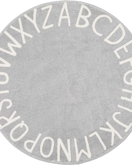 Topotdor Round Kids Play Rug Alphabet Nursery Area Rug Extra Large Soft Crawling Play Mat for Children Toddlers Bedroom (40 inch, Grey) - LeafyLoom