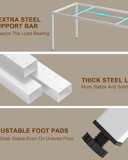 SogesGame Computer Desk, 71 inches Desk & Workstations for Home Office, Writing Study Corner Desk, Modern Simple Style Laptop Table, Easy to Assemble, White - LeafyLoom