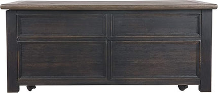 Signature Design by Ashley Tyler Creek Rustic Farmhouse Lift Top Coffee Table with Drawers, Brown & Black - LeafyLoom