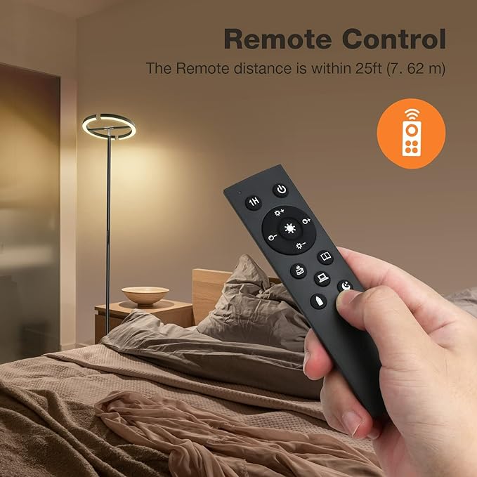 Floor Lamps for Living Room,SIBRILLE Modern Stepless Dimmable Standing Lamp 3000-6000K,20W LED Rotatable Reading Light,Touch&Remote Control Uplighter Floor Lamp for Living Room Bedroom Office - LeafyLoom