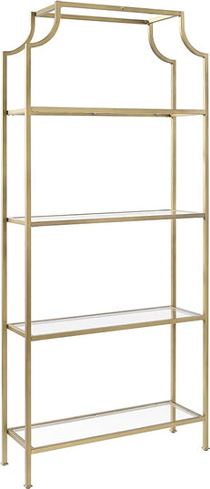 Crosley Furniture Aimee Etagere Bookcase - Gold and Glass - LeafyLoom