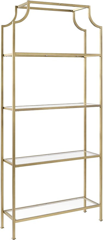 Crosley Furniture Aimee Etagere Bookcase - Gold and Glass - LeafyLoom