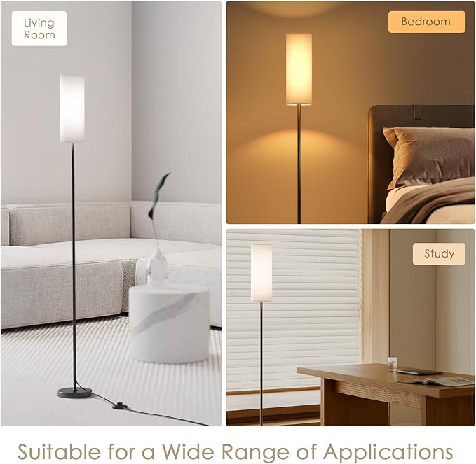 Floor Lamps for Living Room with 3 Color Temperatures, Modern Standing Lamp Tall Industrial Reading for Bedroom, Living Room, Office, Kids Room, Dimmable Floor Lamp,9W Bulb Included - LeafyLoom