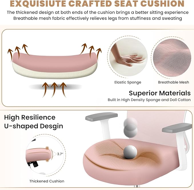 Office Chair Ergonomic Desk Chair with Adjustable Lumbar Support, Swivel Comfy Computer Chair Heavy Duty Executive Chair for Home Office - LeafyLoom