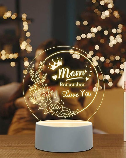 Mothers Day Gifts from Daughter Son, Best Mom Birthday Gift Ideas, Unique Heart-Shaped Night Light with Warm Words, Thoughtful Birthday Gift or Mothers Day Gift for Mom from Daughters Son (Round) - LeafyLoom