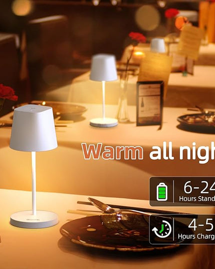 Quntis Cordless LED Table Lamp with Dimmer, Built-in Rechargeable Battery, Stepless Brightness Dimming, Ambient Light for Restaurant, Bedside Night Lamp, Waterproof Outdoor Lamps for Patio, Camping - LeafyLoom