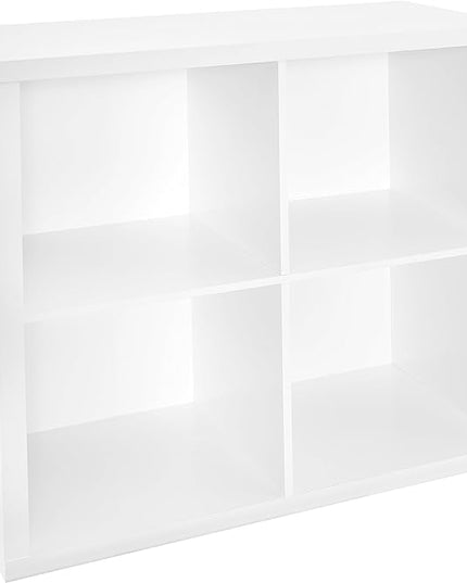 ClosetMaid Bookshelf with 4 Shelf Tiers, Adjustable Shelves, Tall Bookcase Sturdy Wood & 4 Cube Storage Shelf Organizer Bookshelf with Back Panel, Easy Assembly, Wood, White Finish - LeafyLoom