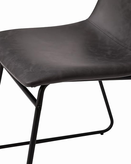 Flash Furniture Butler 18 Inch Commercial Grade LeatherSoft Dining Table Height Chair, Mid-Back Black Sled Base with Dark Gray LeatherSoft Upholstery, Set of 2 - LeafyLoom