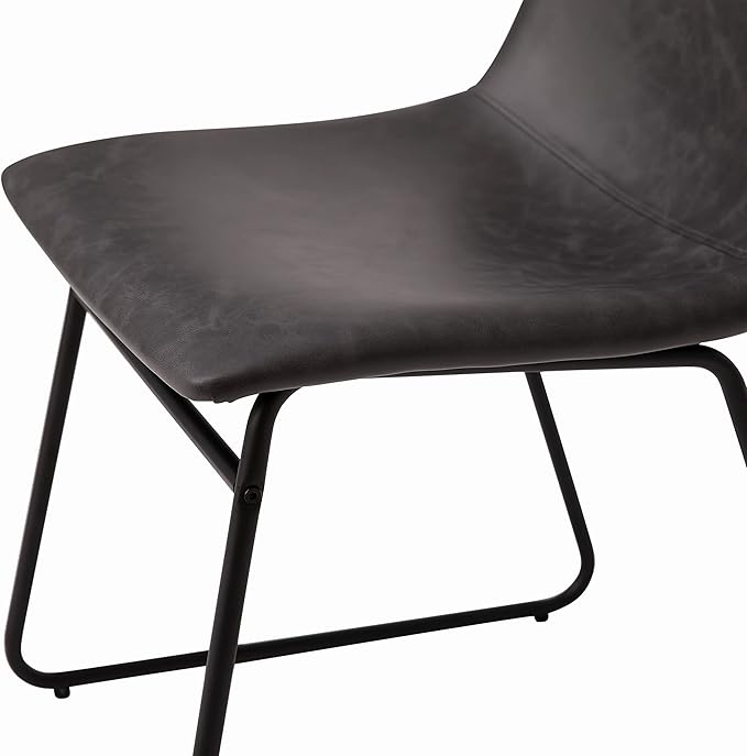 Flash Furniture Butler 18 Inch Commercial Grade LeatherSoft Dining Table Height Chair, Mid-Back Black Sled Base with Dark Gray LeatherSoft Upholstery, Set of 2 - LeafyLoom