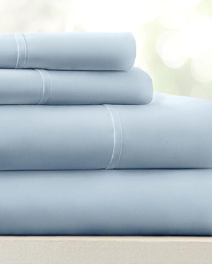 Linen Market Bed Sheets for Queen Size Bed (Light Blue) - Sleep Better Than Ever with These Soft and Cooling Queen Sheets - Deep Pocket Fits 16" Thick Beds - 4 Piece Queen Sheet Set - LeafyLoom