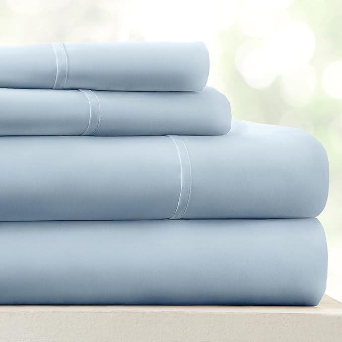 Linen Market Bed Sheets for Queen Size Bed (Light Blue) - Sleep Better Than Ever with These Soft and Cooling Queen Sheets - Deep Pocket Fits 16" Thick Beds - 4 Piece Queen Sheet Set - LeafyLoom