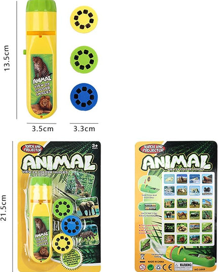 Georgie Porgy Children Projector Toys Educational Science Set Wall Ceiling Tent Torch Flashlight for Kids Gifts for Boys Girls with 2pcs Tattoo Stickers (Wild Animal + Sea World) - LeafyLoom