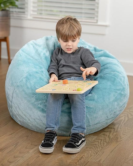 Flash Furniture Dillon Small Teal Furry Bean Bag Chair for Kids and Teens - LeafyLoom