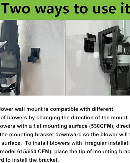 Car Drying Nozzle for EGO Power+ 530 575 580 615 650 765 Leaf Blowers, Includes 1 Leaf Blower Wall Mount Holder and 2 Mounts Battery Holders W/Hardware - LeafyLoom