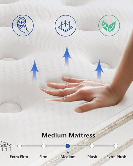 Full Size Mattresses,Hybrid 10 Inch Full Mattress in a Box,Memory Foam & Individually Pocket Spring for Pain Relief,Medium Firm White Full Mattresses,CertiPUR-US Certified. - LeafyLoom