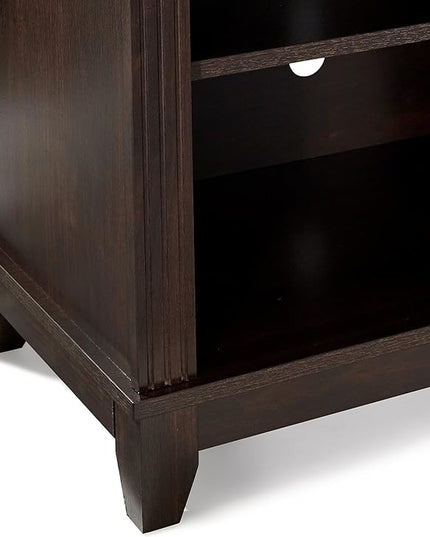 ROCKPOINT 58inch TV Stand Media Console for TV’s up to 65 Inches, Home Living Room Storage Console, Entertainment Center with 4 Open Storage Shelves, Modern TV Console Table (Mahogany Brown) - LeafyLoom