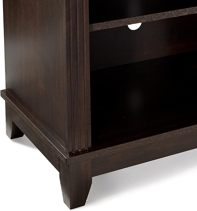 ROCKPOINT 58inch TV Stand Media Console for TV’s up to 65 Inches, Home Living Room Storage Console, Entertainment Center with 4 Open Storage Shelves, Modern TV Console Table (Mahogany Brown) - LeafyLoom